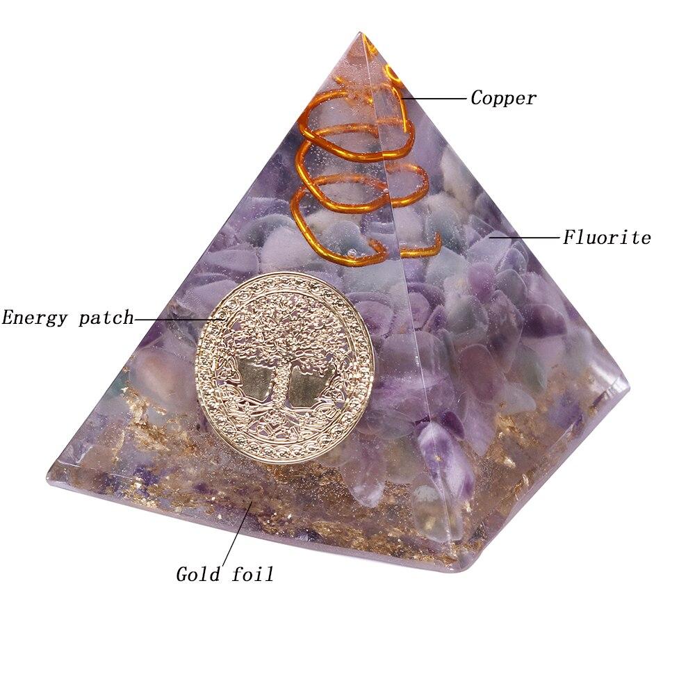 Natural Fluorite Orgonite Pyramid Energy Converter