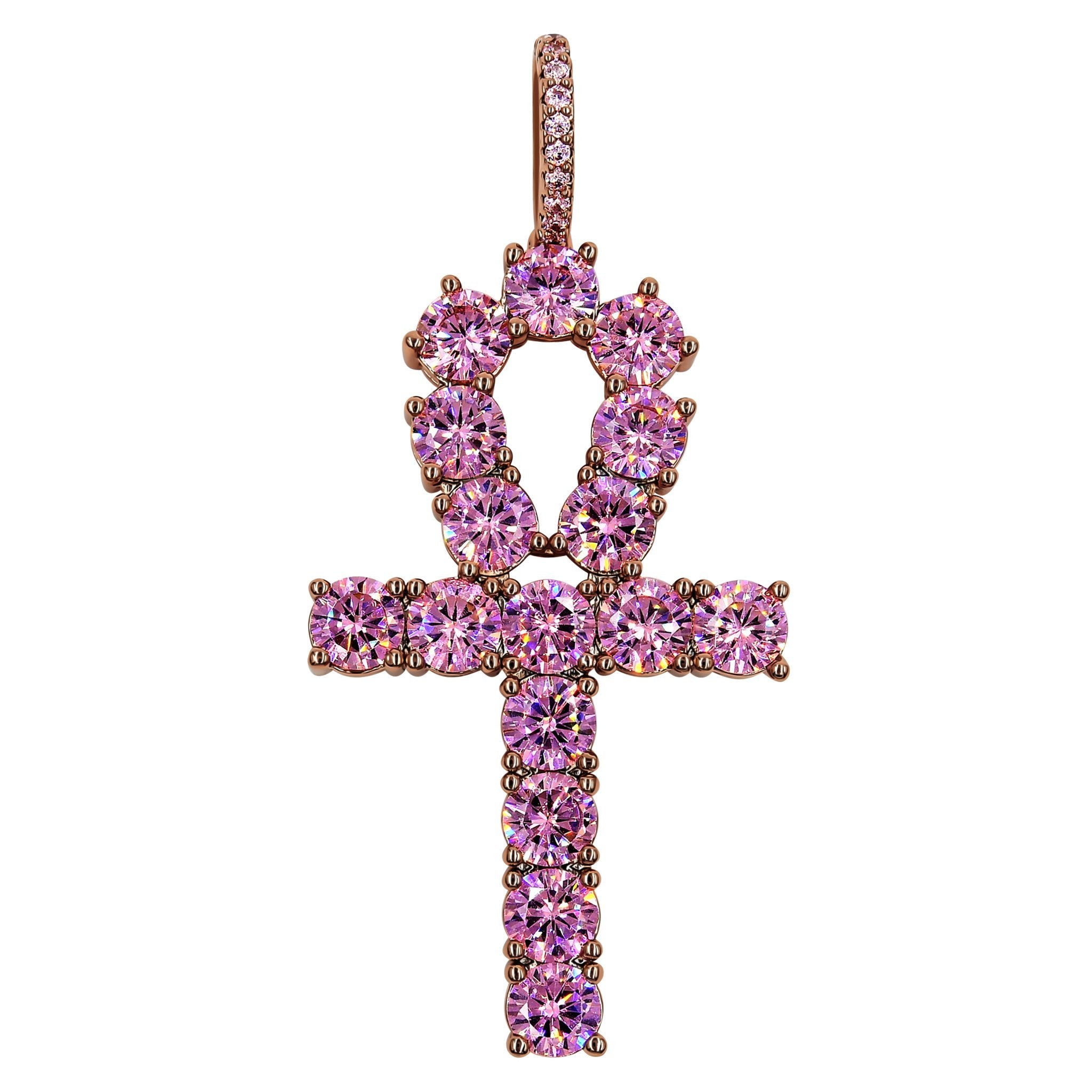 Rose Gold with Pink Stone Ankh Pendant