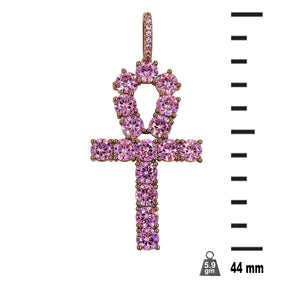 Rose Gold with Pink Stone Ankh Pendant