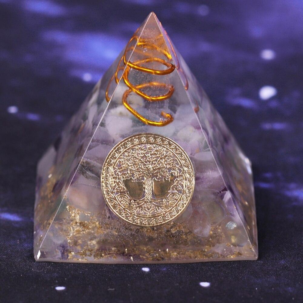 Natural Fluorite Orgonite Pyramid Energy Converter