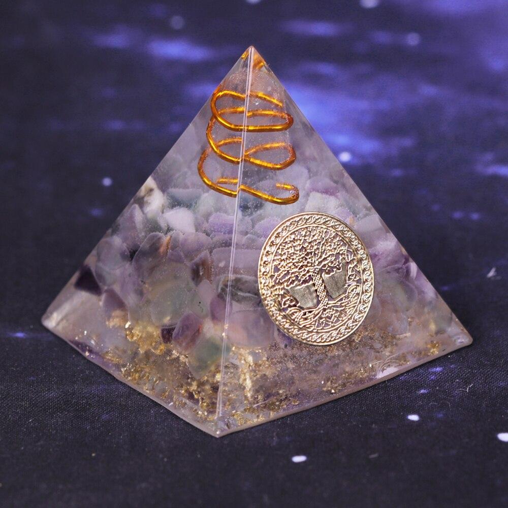 Natural Fluorite Orgonite Pyramid Energy Converter