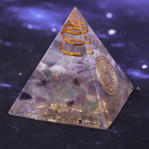 Natural Fluorite Orgonite Pyramid Energy Converter