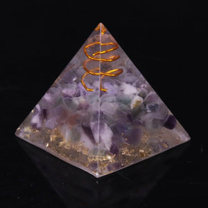 Natural Fluorite Orgonite Pyramid Energy Converter