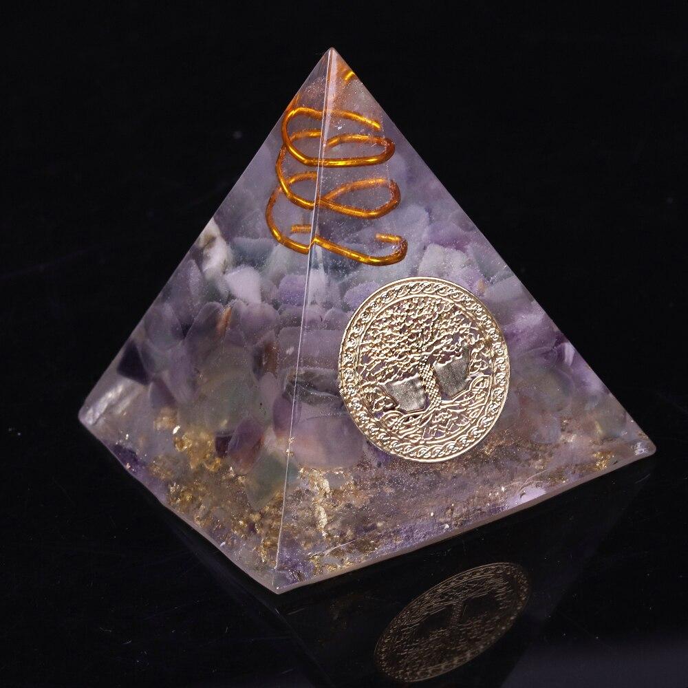 Natural Fluorite Orgonite Pyramid Energy Converter