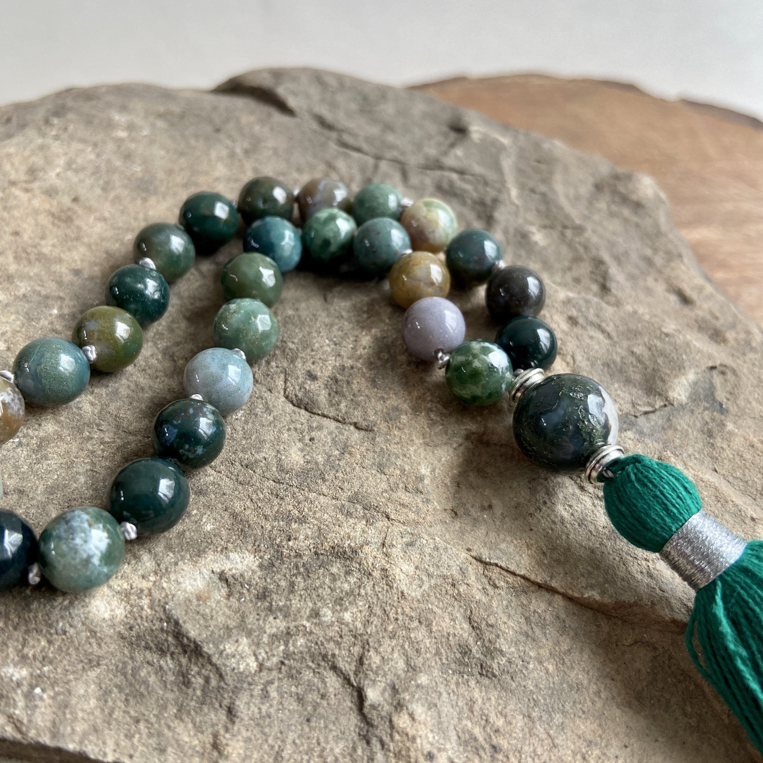 Meditation! Agate Quarter Crystal Mala